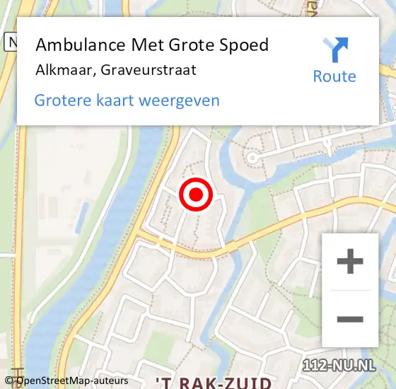 Locatie op kaart van de 112 melding: Ambulance Met Grote Spoed Naar Alkmaar, Graveurstraat op 11 september 2023 23:00