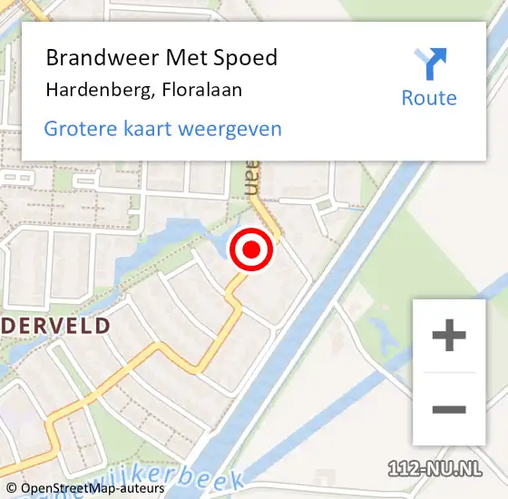 Locatie op kaart van de 112 melding: Brandweer Met Spoed Naar Hardenberg, Floralaan op 11 september 2023 23:14