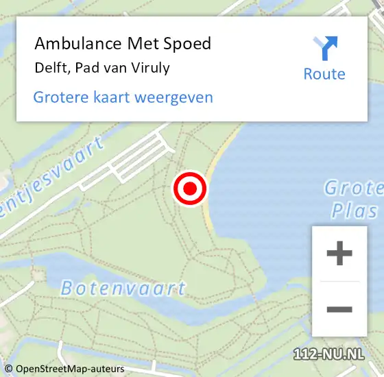 Locatie op kaart van de 112 melding: Ambulance Met Spoed Naar Delft, Pad van Viruly op 11 september 2023 23:48