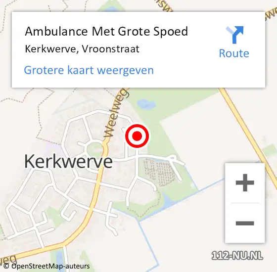 Locatie op kaart van de 112 melding: Ambulance Met Grote Spoed Naar Kerkwerve, Vroonstraat op 7 september 2014 22:47