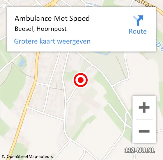 Locatie op kaart van de 112 melding: Ambulance Met Spoed Naar Beesel, Hoornpost op 12 september 2023 01:11