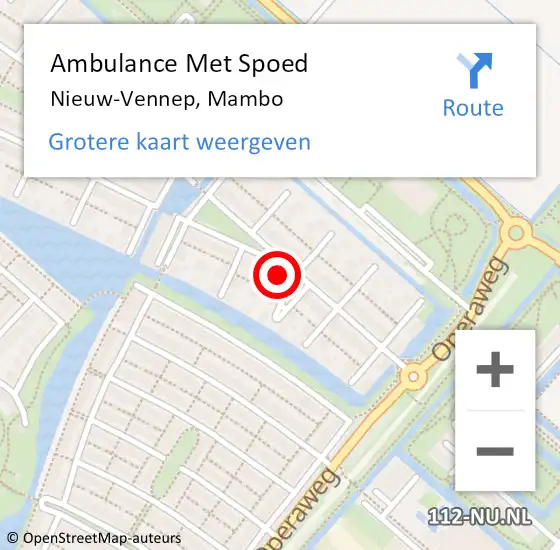 Locatie op kaart van de 112 melding: Ambulance Met Spoed Naar Nieuw-Vennep, Mambo op 12 september 2023 01:20