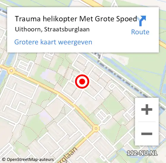 Locatie op kaart van de 112 melding: Trauma helikopter Met Grote Spoed Naar Uithoorn, Straatsburglaan op 12 september 2023 01:59