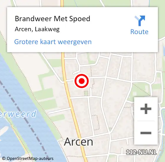 Locatie op kaart van de 112 melding: Brandweer Met Spoed Naar Arcen, Laakweg op 12 september 2023 02:36