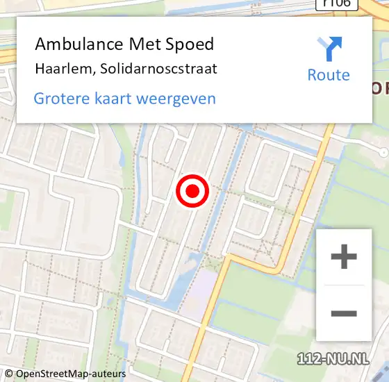 Locatie op kaart van de 112 melding: Ambulance Met Spoed Naar Haarlem, Solidarnoscstraat op 12 september 2023 02:55