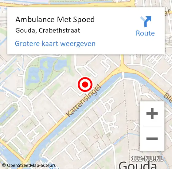 Locatie op kaart van de 112 melding: Ambulance Met Spoed Naar Gouda, Crabethstraat op 12 september 2023 03:09