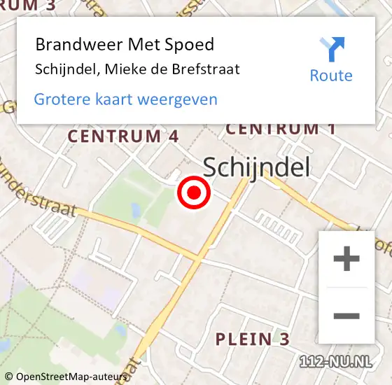 Locatie op kaart van de 112 melding: Brandweer Met Spoed Naar Schijndel, Mieke de Brefstraat op 12 september 2023 04:40