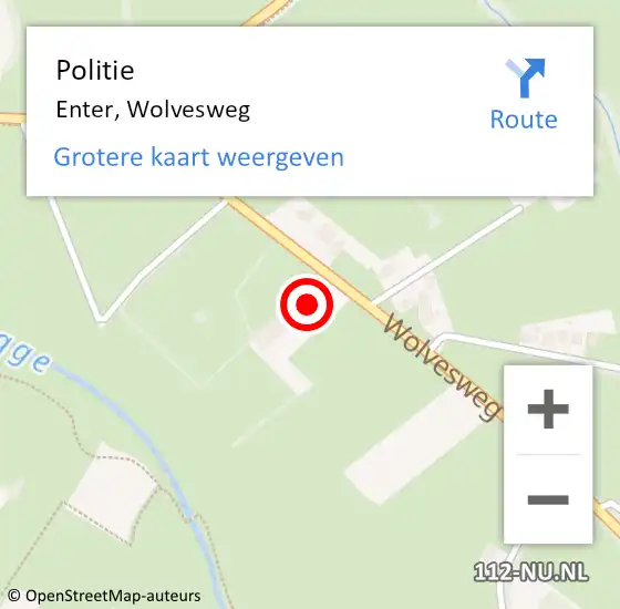 Locatie op kaart van de 112 melding: Politie Enter, Wolvesweg op 12 september 2023 05:03