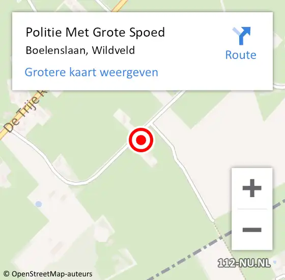 Locatie op kaart van de 112 melding: Politie Met Grote Spoed Naar Boelenslaan, Wildveld op 12 september 2023 06:08