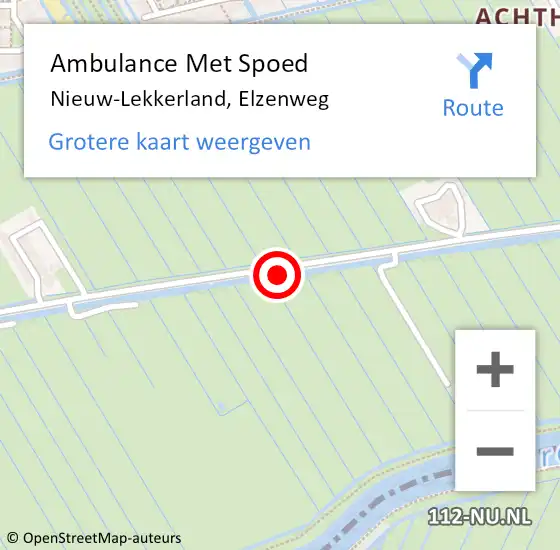 Locatie op kaart van de 112 melding: Ambulance Met Spoed Naar Nieuw-Lekkerland, Elzenweg op 12 september 2023 06:25