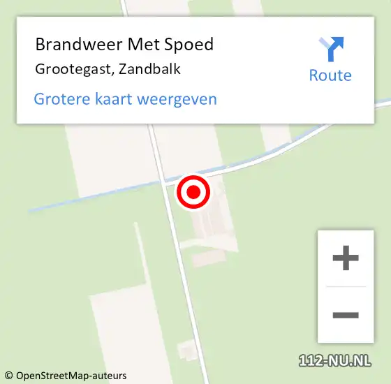 Locatie op kaart van de 112 melding: Brandweer Met Spoed Naar Grootegast, Zandbalk op 12 september 2023 06:31