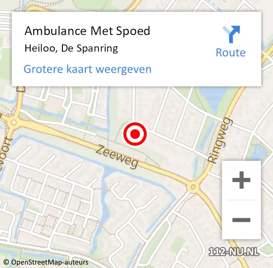 Locatie op kaart van de 112 melding: Ambulance Met Spoed Naar Heiloo, De Spanring op 12 september 2023 07:11