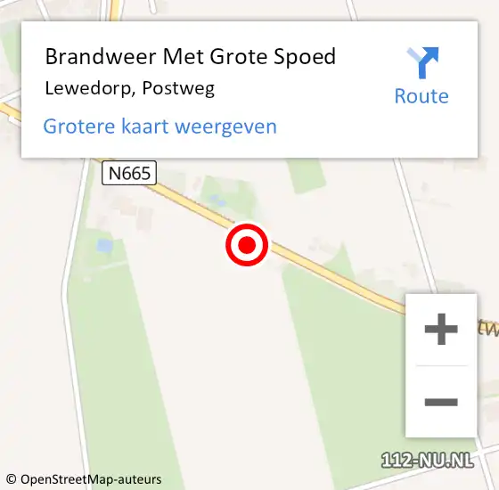 Locatie op kaart van de 112 melding: Brandweer Met Grote Spoed Naar Lewedorp, Postweg op 12 september 2023 07:14
