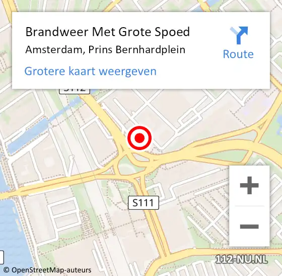 Locatie op kaart van de 112 melding: Brandweer Met Grote Spoed Naar Amsterdam, Prins Bernhardplein op 12 september 2023 07:25