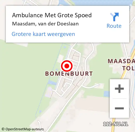 Locatie op kaart van de 112 melding: Ambulance Met Grote Spoed Naar Maasdam, van der Doeslaan op 12 september 2023 08:06