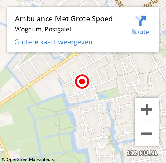 Locatie op kaart van de 112 melding: Ambulance Met Grote Spoed Naar Wognum, Postgalei op 12 september 2023 08:11