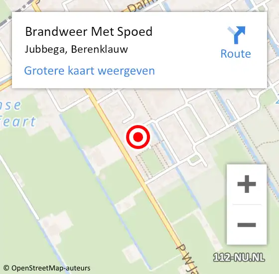 Locatie op kaart van de 112 melding: Brandweer Met Spoed Naar Jubbega, Berenklauw op 12 september 2023 09:31