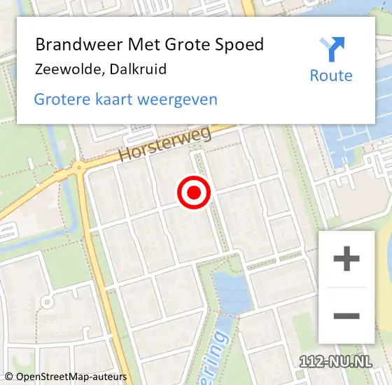 Locatie op kaart van de 112 melding: Brandweer Met Grote Spoed Naar Zeewolde, Dalkruid op 12 september 2023 09:47