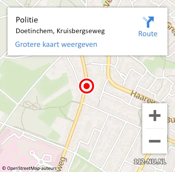 Locatie op kaart van de 112 melding: Politie Doetinchem, Kruisbergseweg op 12 september 2023 09:52