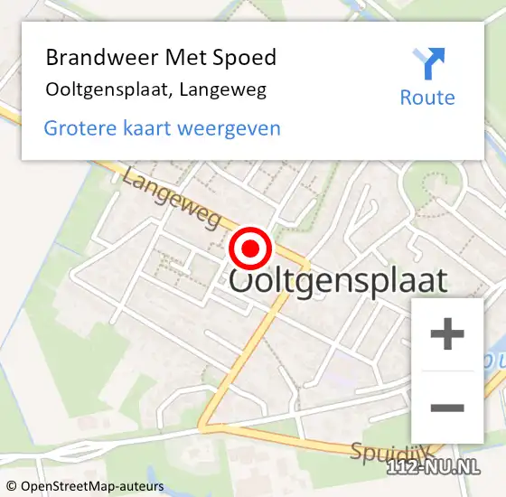 Locatie op kaart van de 112 melding: Brandweer Met Spoed Naar Ooltgensplaat, Langeweg op 12 september 2023 10:07