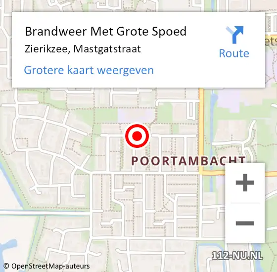 Locatie op kaart van de 112 melding: Brandweer Met Grote Spoed Naar Zierikzee, Mastgatstraat op 12 september 2023 10:09