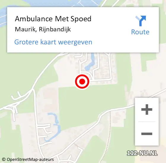 Locatie op kaart van de 112 melding: Ambulance Met Spoed Naar Maurik, Rijnbandijk op 7 september 2014 23:53