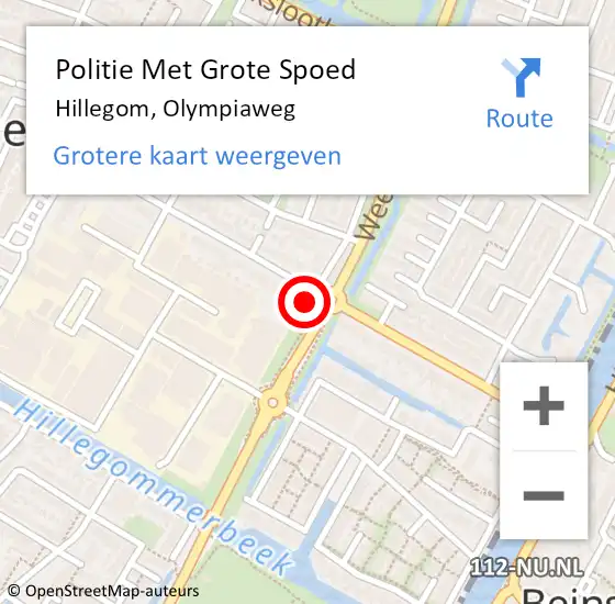 Locatie op kaart van de 112 melding: Politie Met Grote Spoed Naar Hillegom, Olympiaweg op 12 september 2023 10:26
