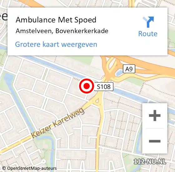 Locatie op kaart van de 112 melding: Ambulance Met Spoed Naar Amstelveen, Bovenkerkerkade op 12 september 2023 10:32