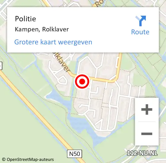 Locatie op kaart van de 112 melding: Politie Kampen, Rolklaver op 12 september 2023 10:56