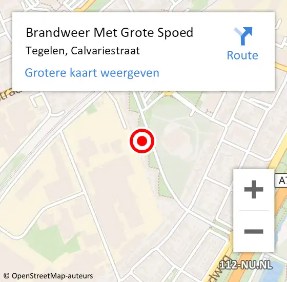 Locatie op kaart van de 112 melding: Brandweer Met Grote Spoed Naar Tegelen, Calvariestraat op 12 september 2023 11:03