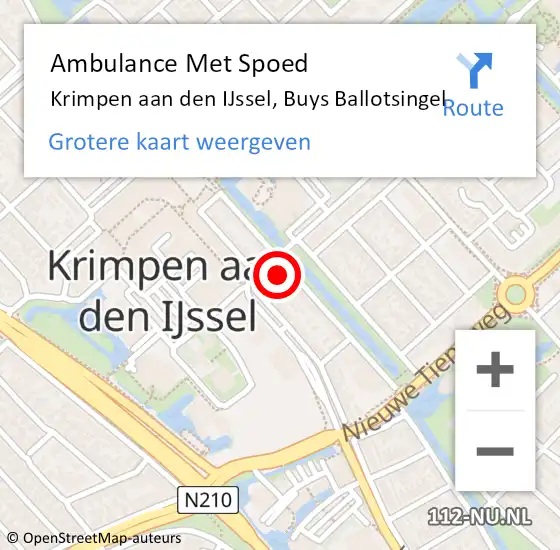 Locatie op kaart van de 112 melding: Ambulance Met Spoed Naar Krimpen aan den IJssel, Buys Ballotsingel op 12 september 2023 11:11