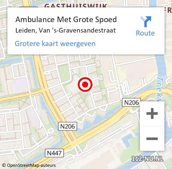 Locatie op kaart van de 112 melding: Ambulance Met Grote Spoed Naar Leiden, Van 's-Gravensandestraat op 12 september 2023 11:23