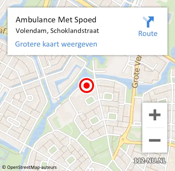 Locatie op kaart van de 112 melding: Ambulance Met Spoed Naar Volendam, Schoklandstraat op 12 september 2023 11:23