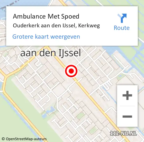 Locatie op kaart van de 112 melding: Ambulance Met Spoed Naar Ouderkerk aan den IJssel, Kerkweg op 12 september 2023 11:30