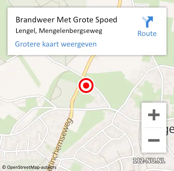 Locatie op kaart van de 112 melding: Brandweer Met Grote Spoed Naar Lengel, Mengelenbergseweg op 8 september 2014 00:32