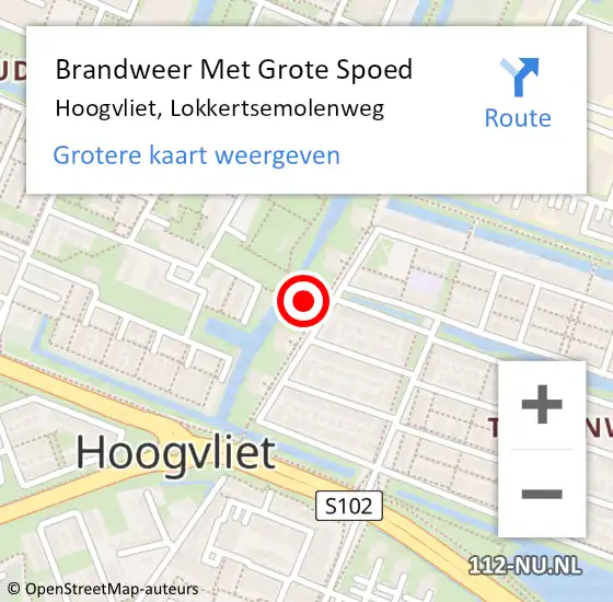 Locatie op kaart van de 112 melding: Brandweer Met Grote Spoed Naar Hoogvliet, Lokkertsemolenweg op 12 september 2023 12:34