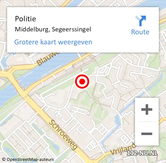 Locatie op kaart van de 112 melding: Politie Middelburg, Segeerssingel op 12 september 2023 12:41