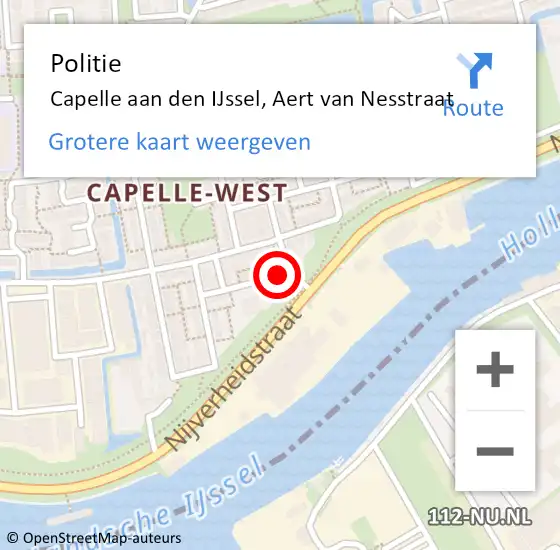 Locatie op kaart van de 112 melding: Politie Capelle aan den IJssel, Aert van Nesstraat op 12 september 2023 12:56