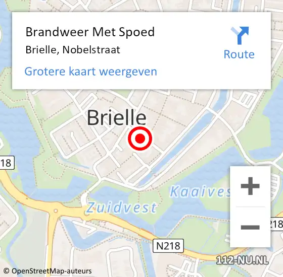 Locatie op kaart van de 112 melding: Brandweer Met Spoed Naar Brielle, Nobelstraat op 12 september 2023 13:03