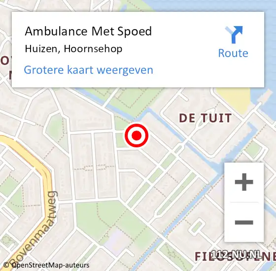 Locatie op kaart van de 112 melding: Ambulance Met Spoed Naar Huizen, Hoornsehop op 8 september 2014 00:50