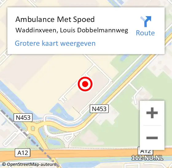 Locatie op kaart van de 112 melding: Ambulance Met Spoed Naar Waddinxveen, Louis Dobbelmannweg op 12 september 2023 13:28