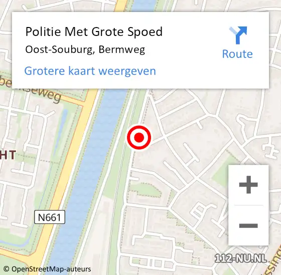Locatie op kaart van de 112 melding: Politie Met Grote Spoed Naar Oost-Souburg, Bermweg op 12 september 2023 13:29