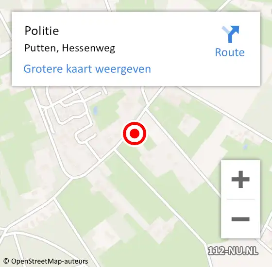 Locatie op kaart van de 112 melding: Politie Putten, Hessenweg op 12 september 2023 13:32
