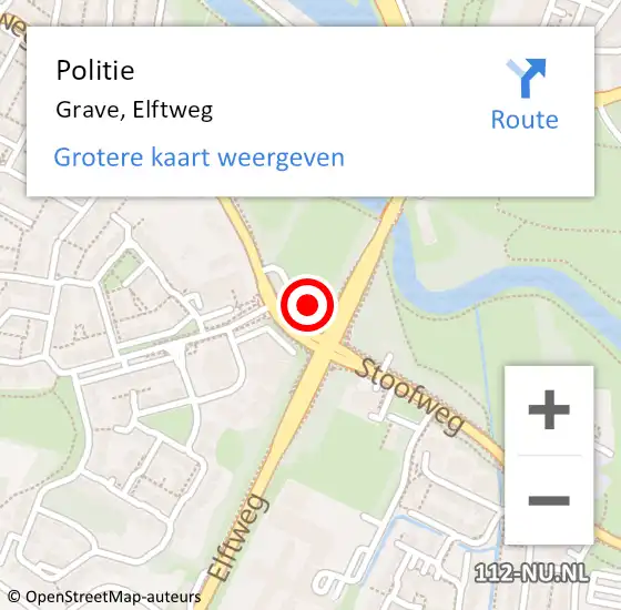 Locatie op kaart van de 112 melding: Politie Grave, Elftweg op 12 september 2023 13:41