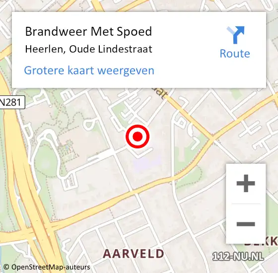 Locatie op kaart van de 112 melding: Brandweer Met Spoed Naar Heerlen, Oude Lindestraat op 12 september 2023 13:43