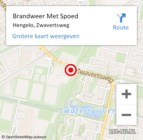 Locatie op kaart van de 112 melding: Brandweer Met Spoed Naar Hengelo, Zwavertsweg op 12 september 2023 13:47