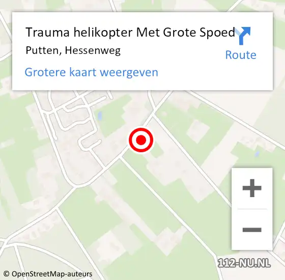 Locatie op kaart van de 112 melding: Trauma helikopter Met Grote Spoed Naar Putten, Hessenweg op 12 september 2023 13:47