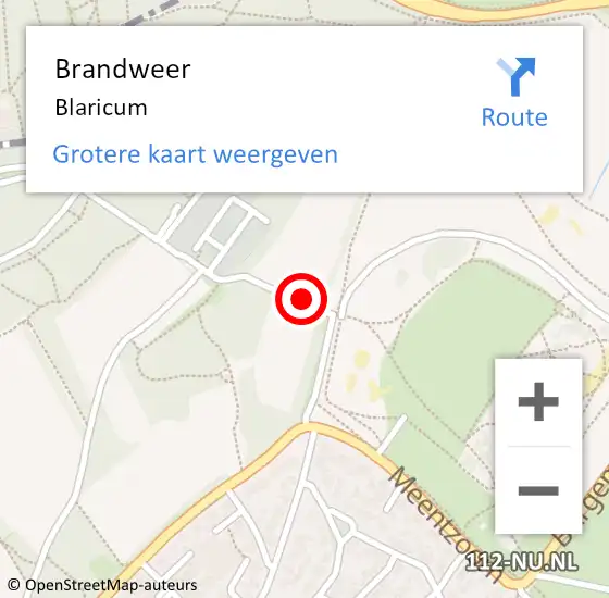 Locatie op kaart van de 112 melding: Brandweer Blaricum op 12 september 2023 14:16