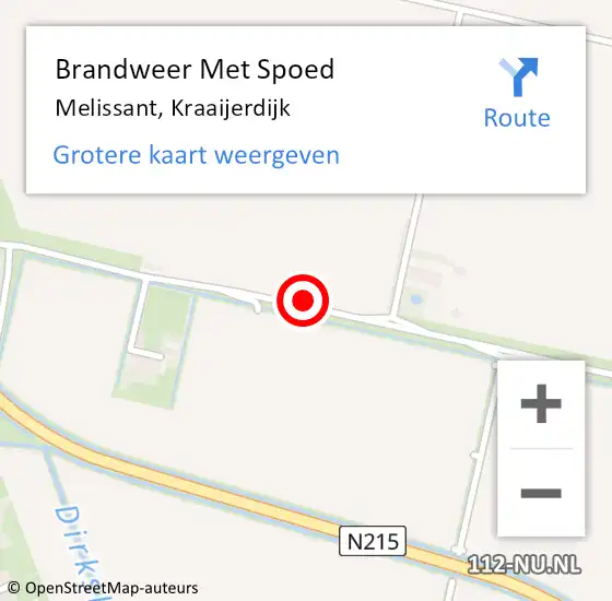 Locatie op kaart van de 112 melding: Brandweer Met Spoed Naar Dirksland, Kraaijerdijk op 12 september 2023 14:21
