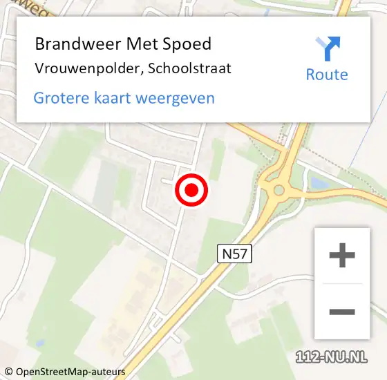 Locatie op kaart van de 112 melding: Brandweer Met Spoed Naar Vrouwenpolder, Schoolstraat op 12 september 2023 14:28